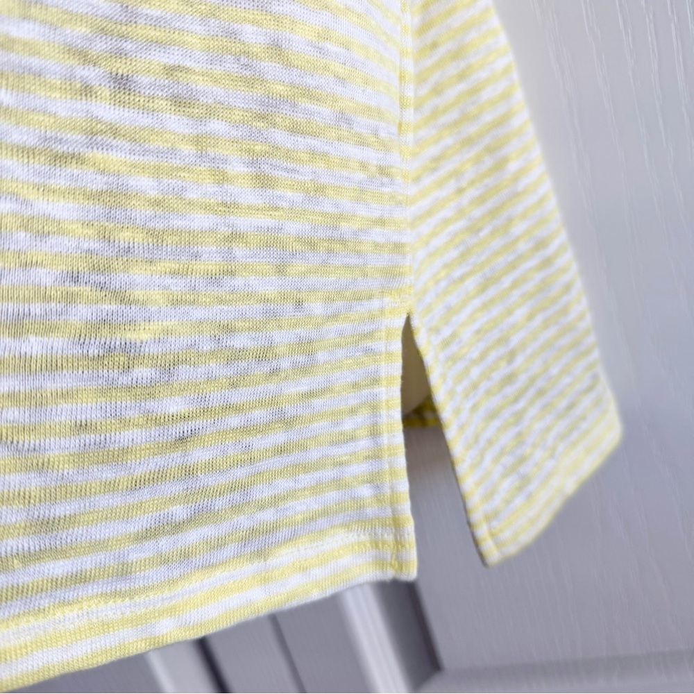 Chico’s Linen Stripe Drop Shoulder 3/4 Sleeve Top 3 - Picture 4 of 9